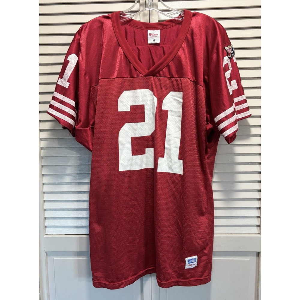 Vintage Wilson #21‎ Sanders Jersey San Francisco 49ers Red/White Size M Logo Lic